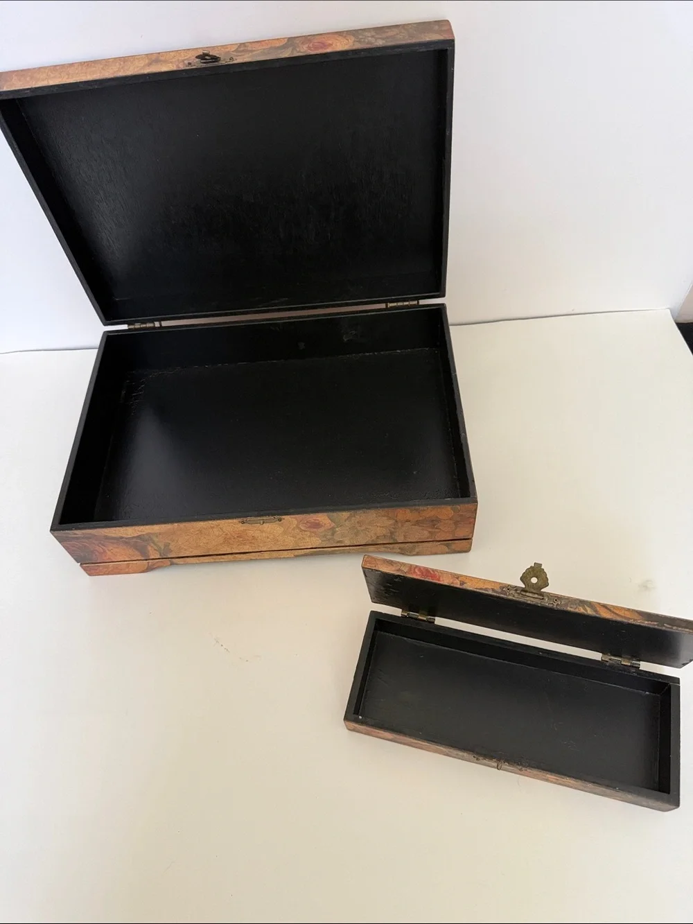 Set of 2 Floral Wooden Storage Boxes